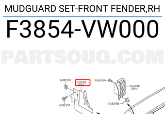 Nissan F3854VW000 MUDGUARD SET-FRONT FENDER,RH