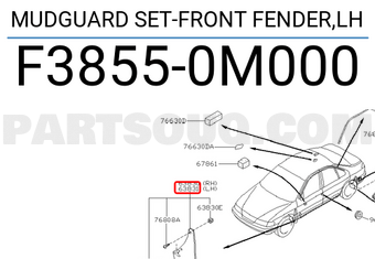 Nissan F38550M000 MUDGUARD SET-FRONT FENDER,LH
