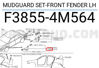 Nissan F38554M564 MUDGUARD SET-FRONT FENDER LH