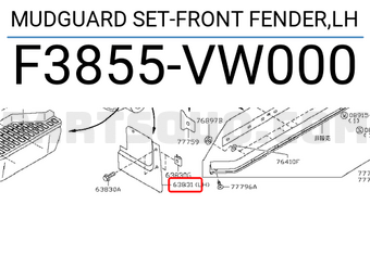 Nissan F3855VW000 MUDGUARD SET-FRONT FENDER,LH