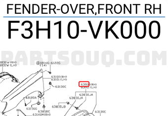 Nissan F3H10VK000 FENDER-OVER,FRONT RH