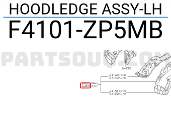 Nissan F4101ZP5MB HOODLEDGE ASSY-LH