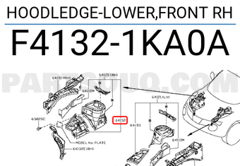 Nissan F41321KA0A HOODLEDGE-LOWER,FRONT RH