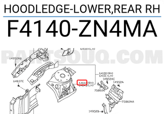 Nissan F4140ZN4MA HOODLEDGE-LOWER,REAR RH