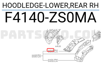 Nissan F4140ZS0MA HOODLEDGE-LOWER,REAR RH
