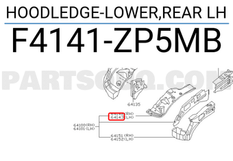 Nissan F4141ZP5MB HOODLEDGE-LOWER,REAR LH
