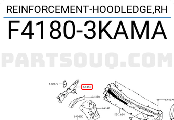 Nissan F41803KAMA REINFORCEMENT-HOODLEDGE,RH
