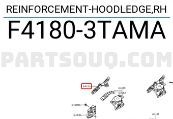 Nissan F41803TAMA REINFORCEMENT-HOODLEDGE,RH