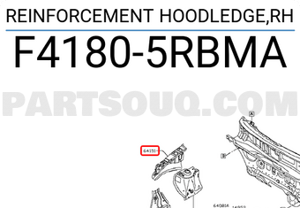 Nissan F41805RBMA REINFORCEMENT HOODLEDGE,RH