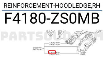 Nissan F4180ZS0MB REINFORCEMENT-HOODLEDGE,RH