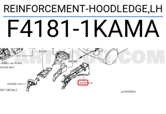 Nissan F41811KAMA REINFORCEMENT-HOODLEDGE,LH