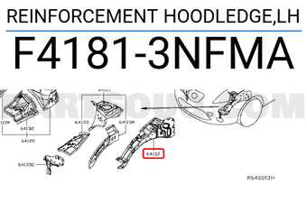 Nissan F41813NFMA REINFORCEMENT HOODLEDGE,LH