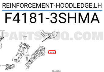 Nissan F41813SHMA REINFORCEMENT-HOODLEDGE,LH