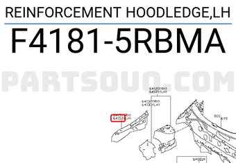Nissan F41815RBMA REINFORCEMENT HOODLEDGE,LH