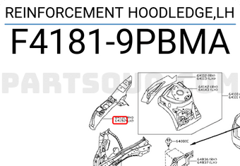 Nissan F41819PBMA REINFORCEMENT HOODLEDGE,LH