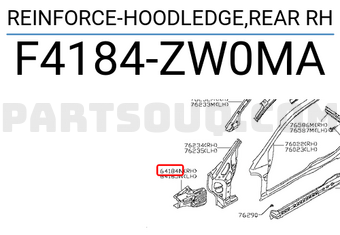 Nissan F4184ZW0MA REINFORCE-HOODLEDGE,REAR RH