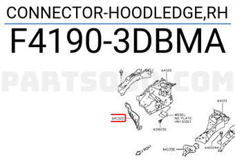 Nissan F41903DBMA CONNECTOR-HOODLEDGE,RH