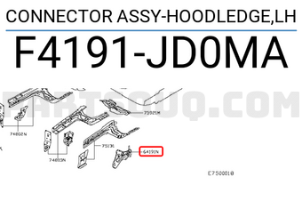Nissan F4191JD0MA CONNECTOR ASSY-HOODLEDGE,LH