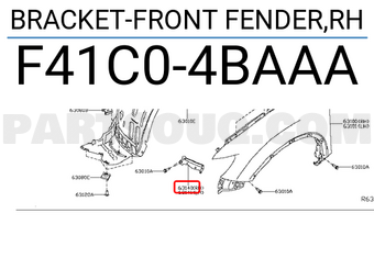 Nissan F41C04BAAA BRACKET-FRONT FENDER,RH