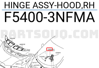 Nissan F54003NFMA HINGE ASSY-HOOD,RH