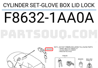 Nissan F86321AA0A CYLINDER SET-GLOVE BOX LID LOCK
