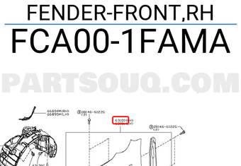Nissan FCA001FAMA FENDER-FRONT,RH