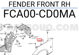 Nissan FCA00CD0MA FENDER FRONT RH
