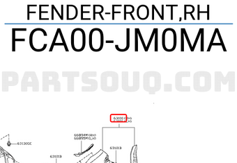 Nissan FCA00JM0MA FENDER-FRONT,RH