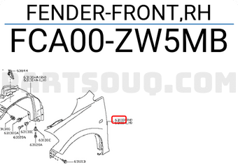 Nissan FCA00ZW5MB FENDER-FRONT,RH