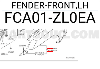 Nissan FCA01ZL0EA FENDER-FRONT,LH