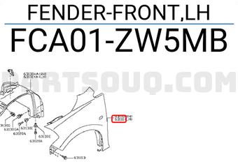 Nissan FCA01ZW5MB FENDER-FRONT,LH
