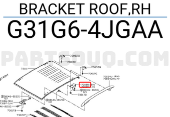 Nissan G31G64JGAA BRACKET ROOF,RH