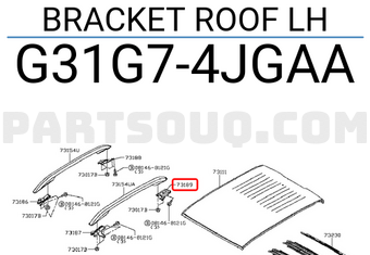 Nissan G31G74JGAA BRACKET ROOF LH