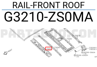 Nissan G3210ZS0MA RAIL-FRONT ROOF