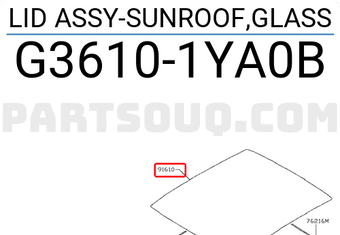 Nissan G36101YA0B LID ASSY-SUNROOF,GLASS