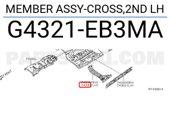 Nissan G4321EB3MA MEMBER ASSY-CROSS,2ND LH
