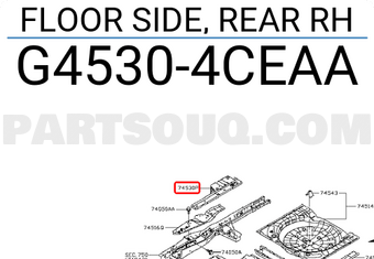 Nissan G45304CEAA FLOOR SIDE, REAR RH