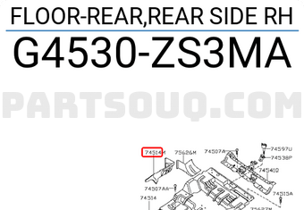 Nissan G4530ZS3MA FLOOR-REAR,REAR SIDE RH