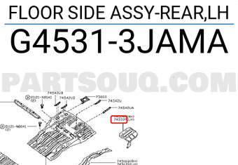 Nissan G45313JAMA FLOOR SIDE ASSY-REAR,LH