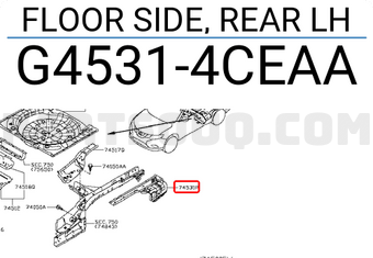 Nissan G45314CEAA FLOOR SIDE, REAR LH