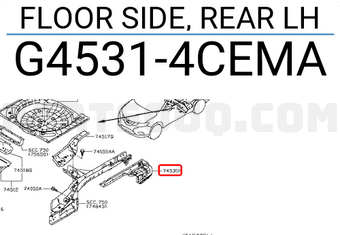 Nissan G45314CEMA FLOOR SIDE, REAR LH