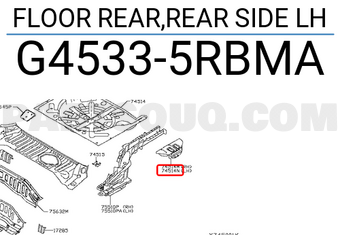 Nissan G45335RBMA FLOOR REAR,REAR SIDE LH