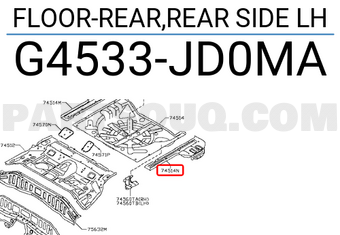 Nissan G4533JD0MA FLOOR-REAR,REAR SIDE LH