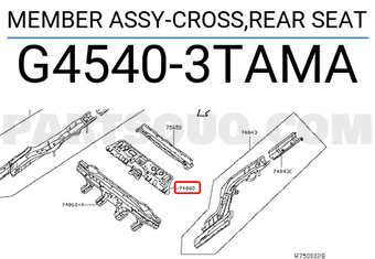 Nissan G45403TAMA MEMBER ASSY-CROSS,REAR SEAT