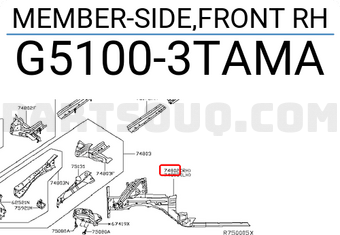Nissan G51003TAMA MEMBER-SIDE,FRONT RH