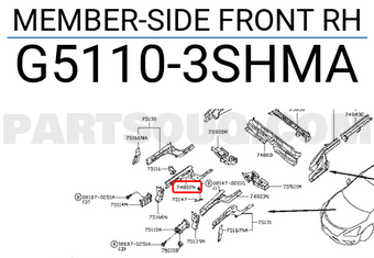Nissan G51103SHMA MEMBER-SIDE FRONT RH