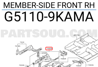 Nissan G51109KAMA MEMBER-SIDE FRONT RH