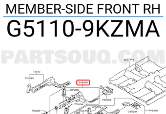 Nissan G51109KZMA MEMBER-SIDE FRONT RH