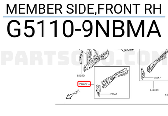 Nissan G51109NBMA MEMBER SIDE,FRONT RH