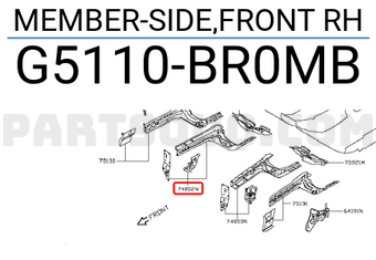 Nissan G5110BR0MB MEMBER-SIDE,FRONT RH